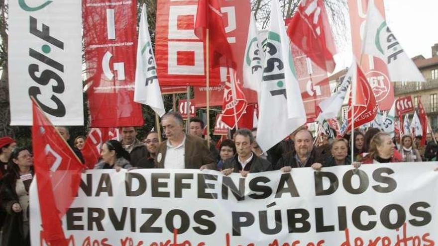 Protesta de funcionarios en Galicia contra los recortes. // Xoán Álvarez