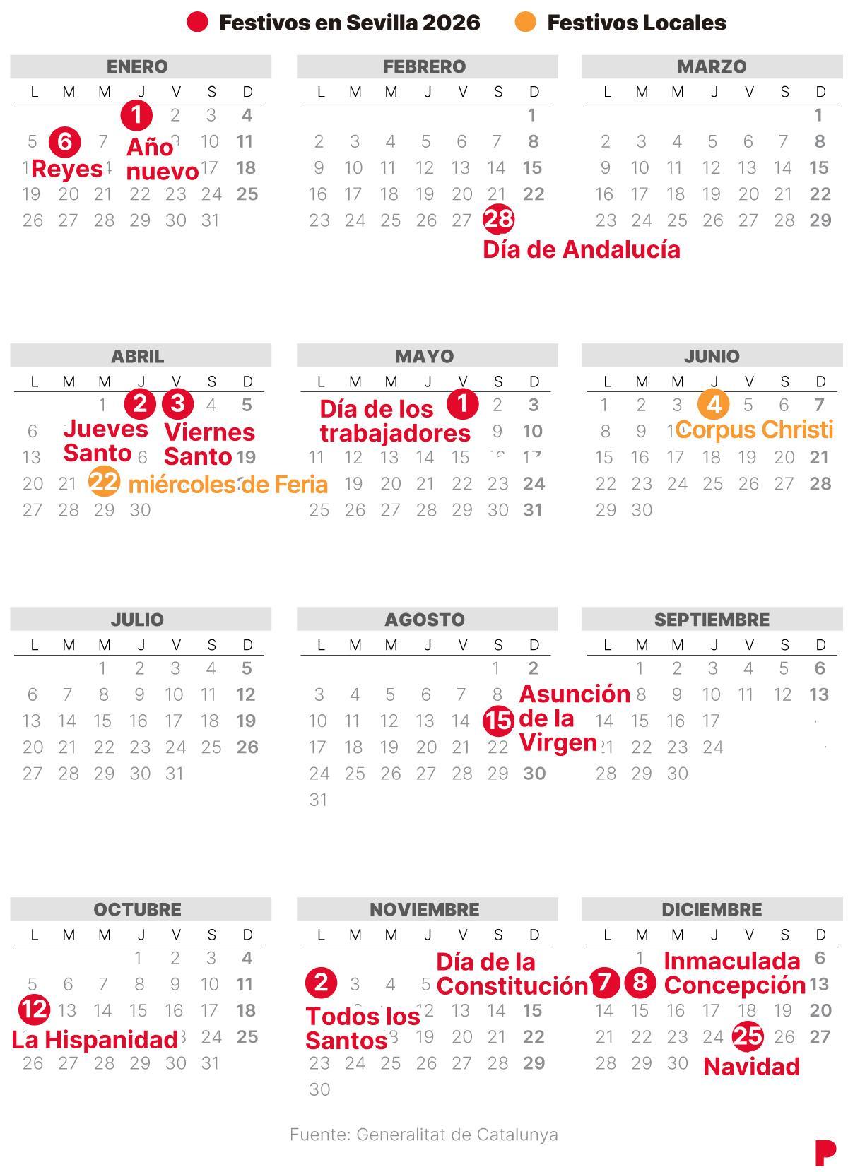 Calendario Laboral Sevilla 2026
