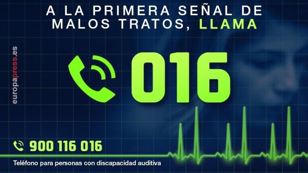 016, el teléfono contra la violencia machista.