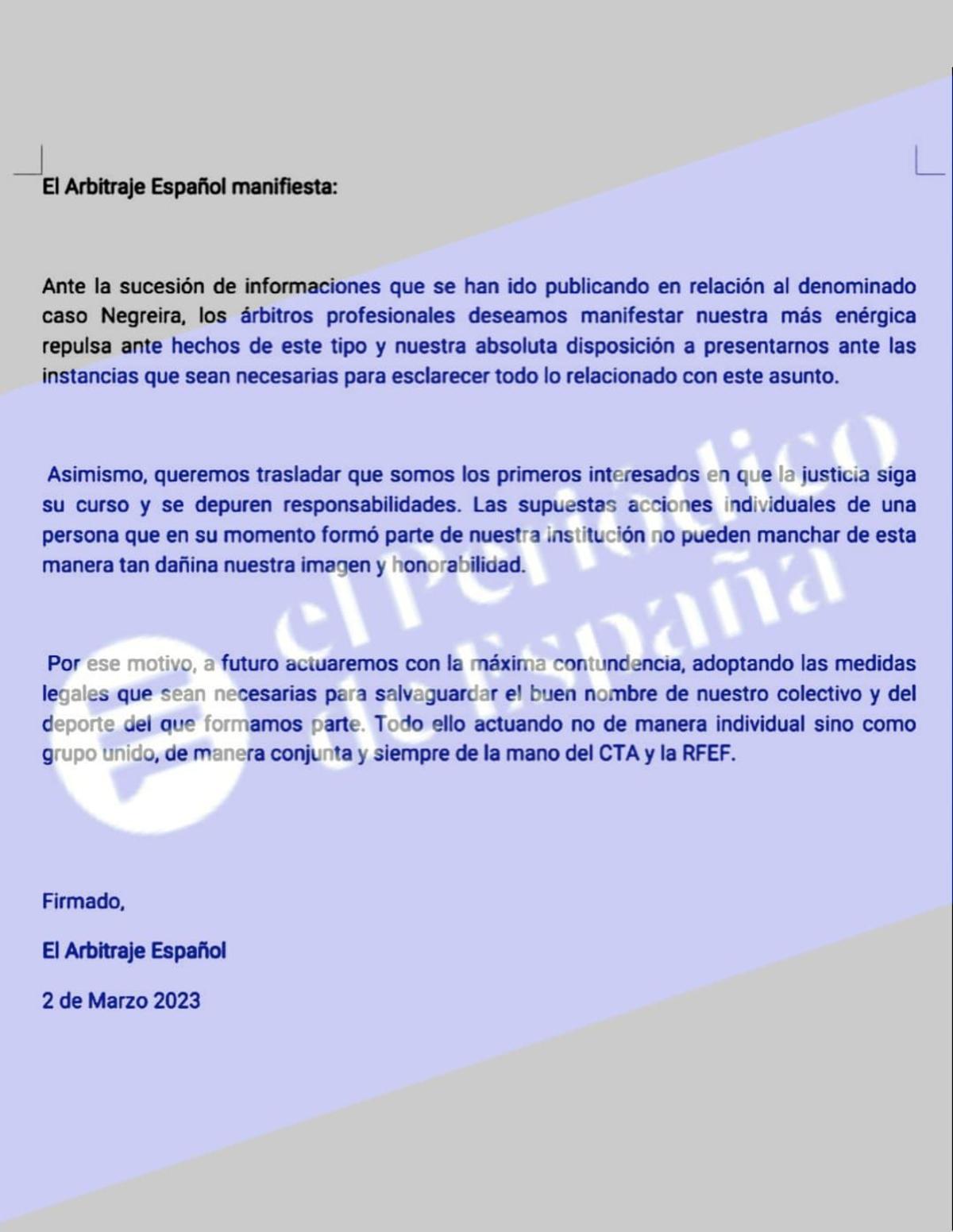 El document al qual ha tingut accés EL PERIÓDICO D'ESPANYA, del mateix grup editorial que Regió7