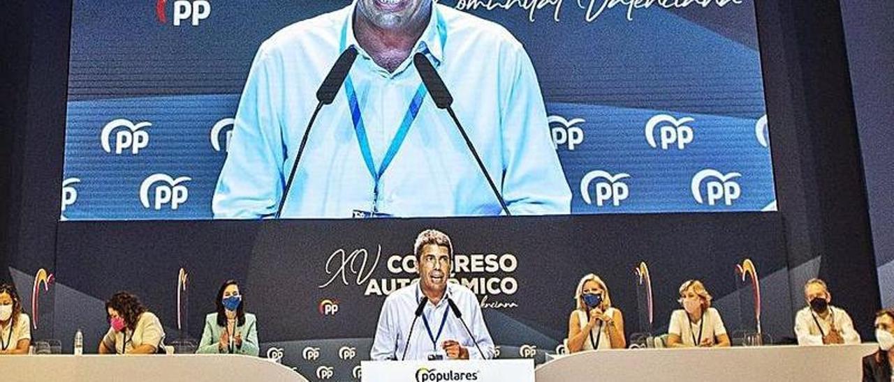 El líder del PPCV, Carlos Mazón, interviene en un acto. |