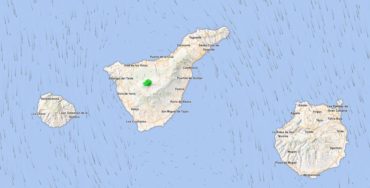 Mapa del tiempo con indicación de la zona donde se prevé que nieve.