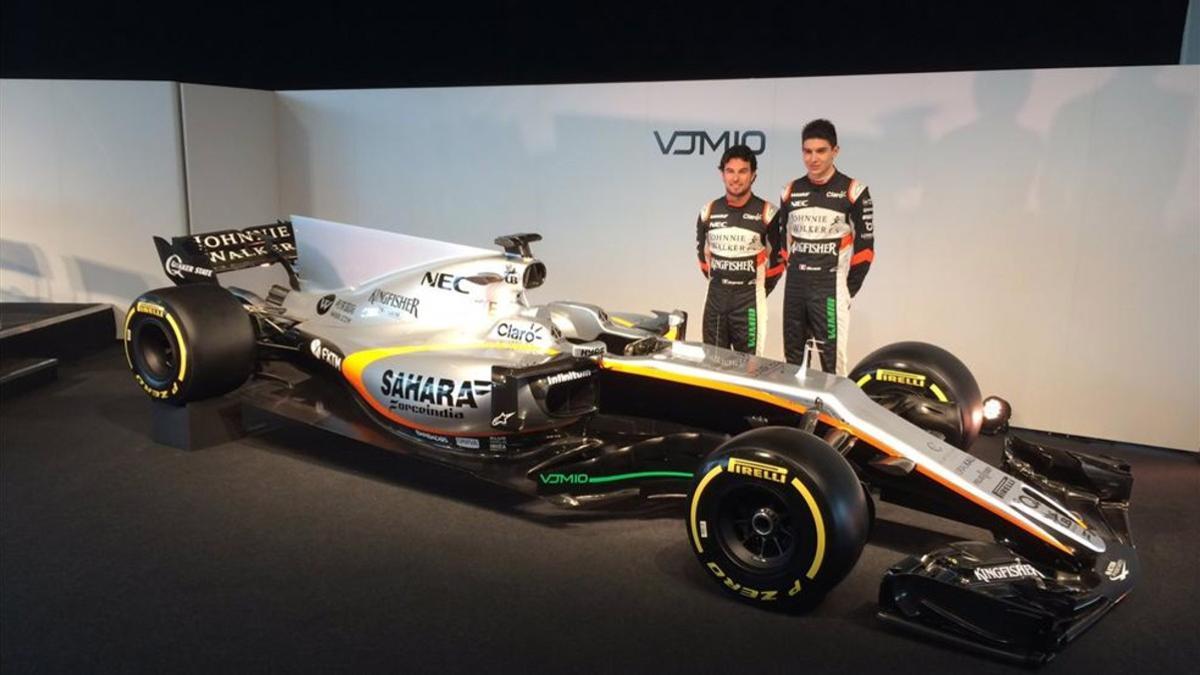 Sergio Pérez y Esteban Ocon, con el nuevo Force India VJM10