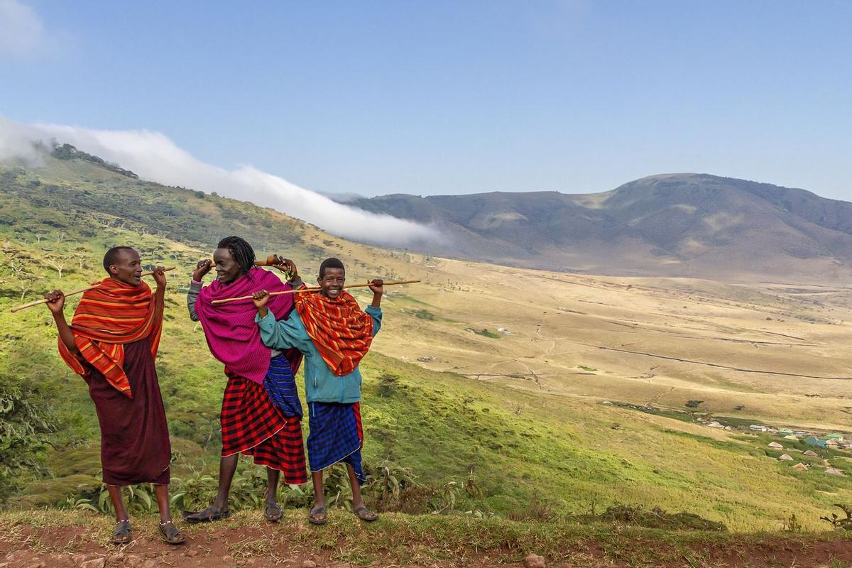 Pastores masáis en Ngorogoro