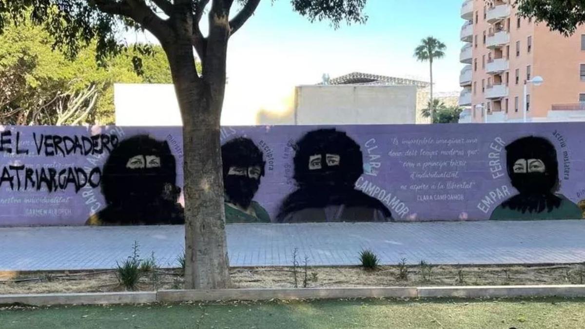 Mural vandalizado en Mislata.