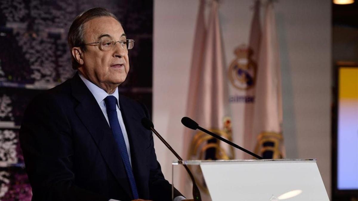 Florentino Pérez, durante el acto de proclamación