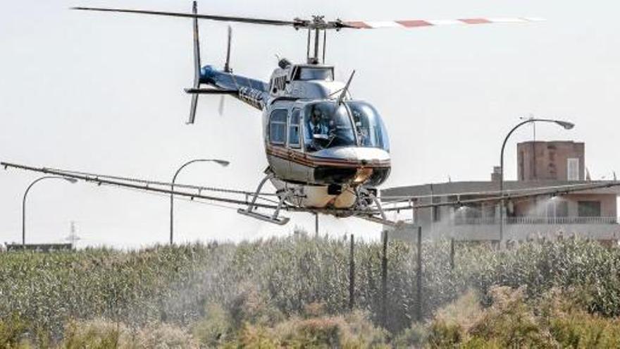 Der Anti-Mücken-Helikopter im Einsatz