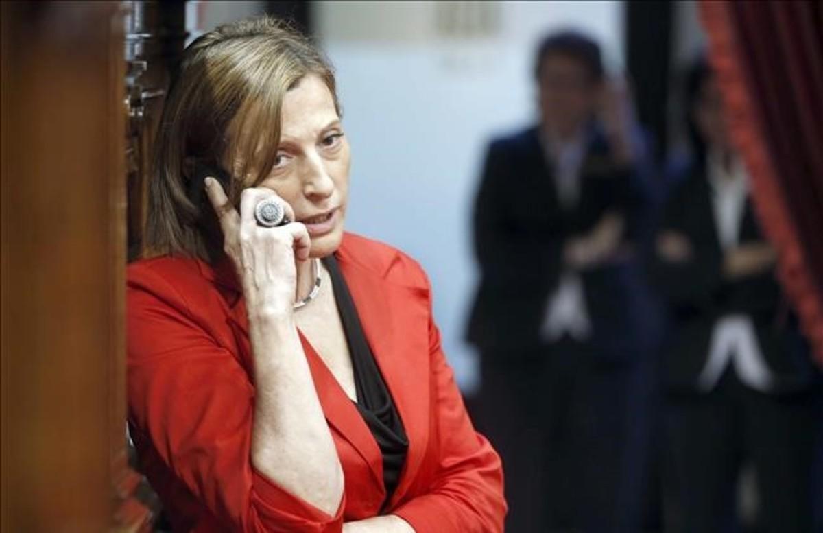 Carme Forcadell, antes del inicio del pleno en el Parlament, el pasado 28 de jlulio.