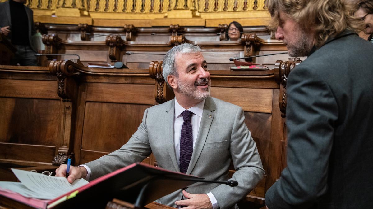 El líder del PSC en Barcelona, Jaume Collboni, en un reciente pleno del ayuntamiento.