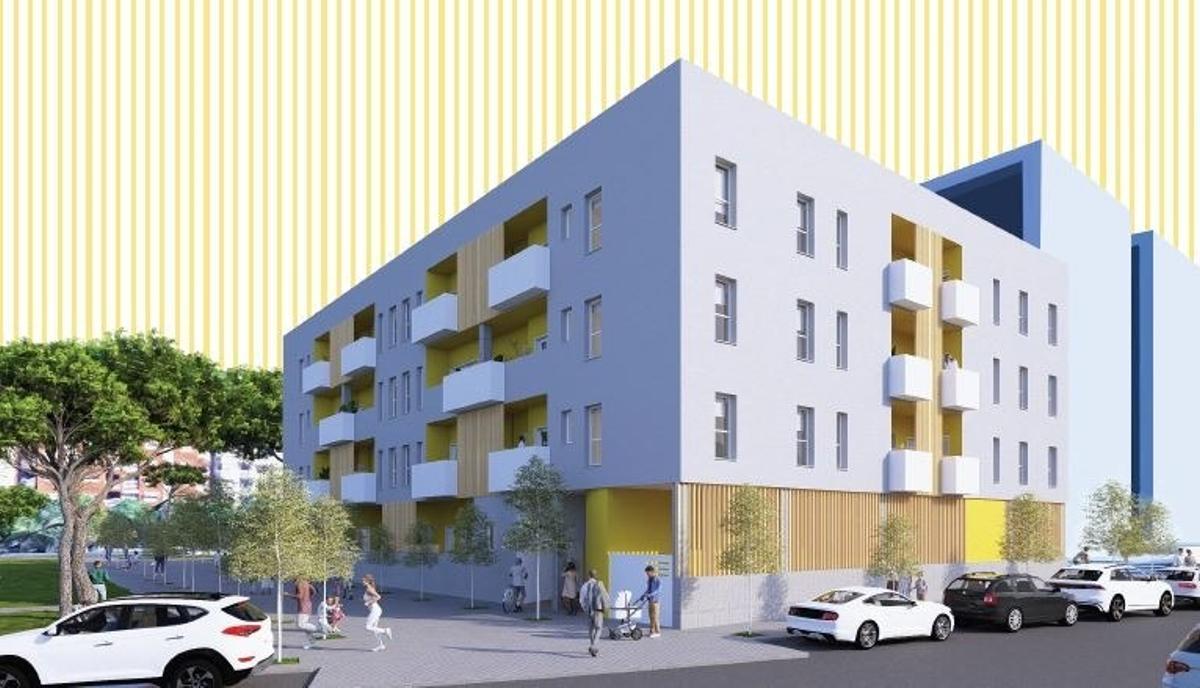 Figuración virtual del otro bloque, frente a la fachada principal del Palacio de Justicia.