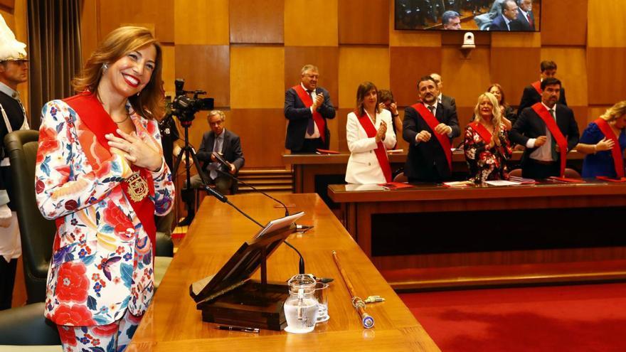 Chueca, justo después de terminar su discurso de investidura como alcaldesa.