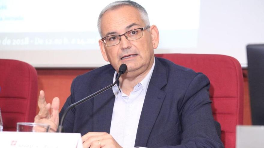 Josep Vicent Boira durante su intervención en el Colegio de Ingenieros de Caminos de Madrid