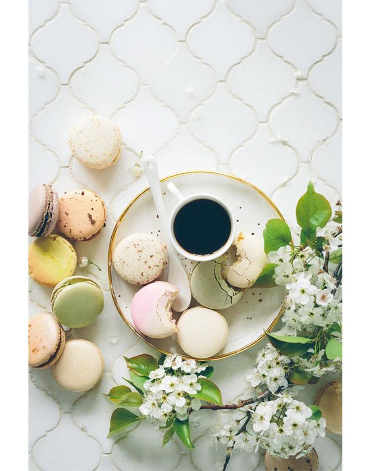 Macarons con café