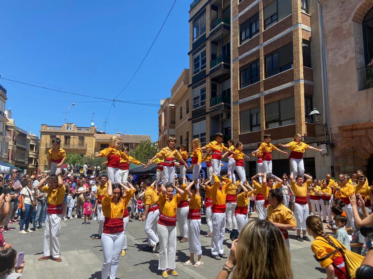 La exhibición de la Conlloga Muixeranga de Castelló fue uno de los actos más participativos de la jornada.