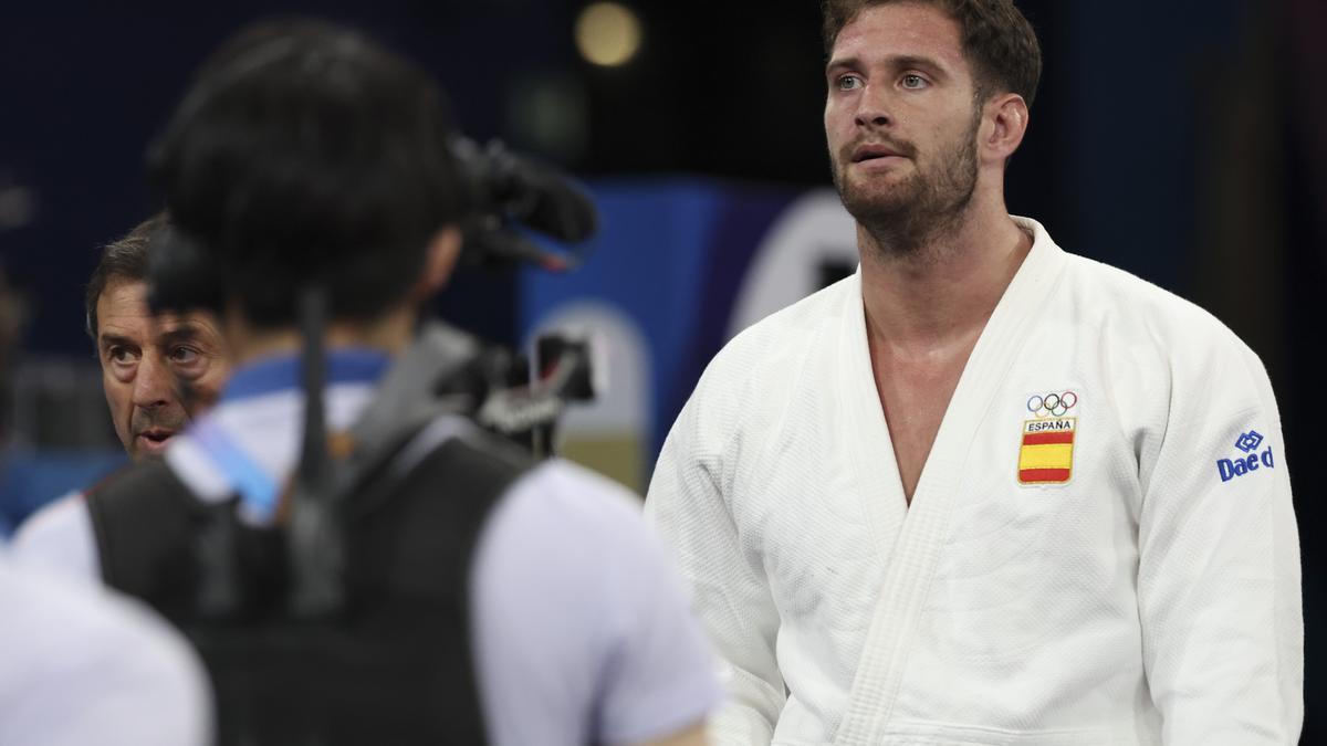Niko Shera, tras su derrota en cuartos de final del torneo de judo de menos de 100 kilos, en los Juegos Olímpicos.