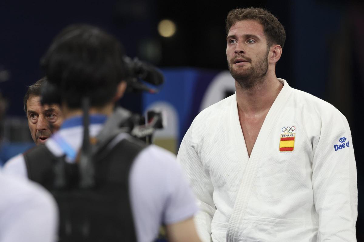 Niko Shera, tras su derrota en cuartos de final del torneo de judo de menos de 100 kilos, en los Juegos Olímpicos.