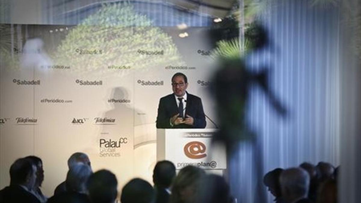 Ramon Espadaler interviene en el foro Primera Plan@ de EL PERIÓDICO, ayer.