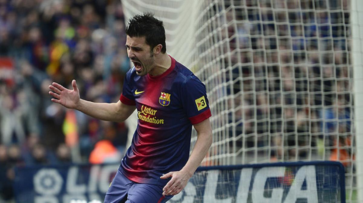 Villa celebra el seu gol al Getafe.