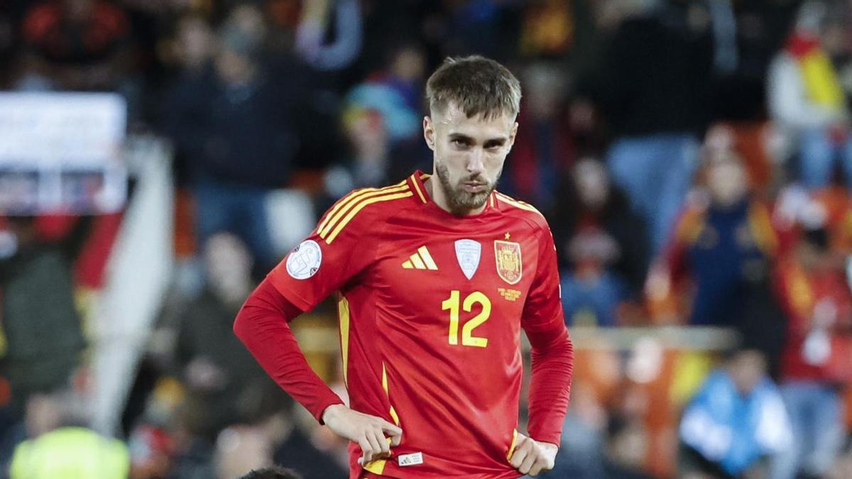 Óscar Mingueza, en el último partido de España contra Países Bajos