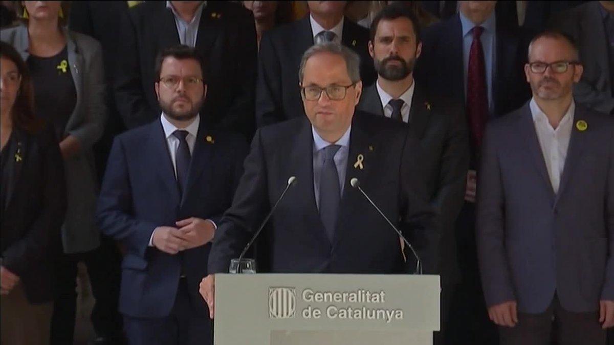 Respuesta institucional de Torra y el 'govern' en la Generalitat