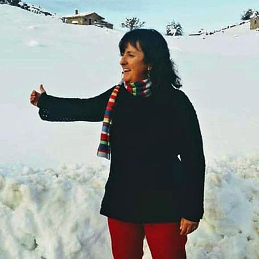 Ana María Fernández, hace dos años en la nieve en los Lagos. 