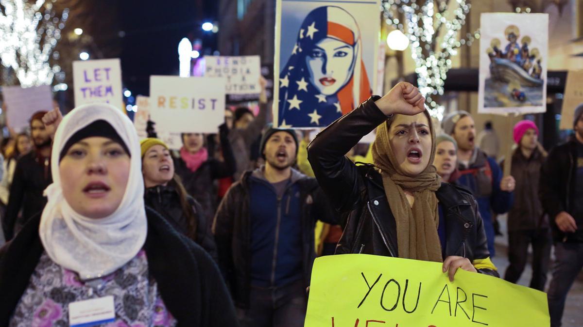 Protesta contra el veto de Trump a los musulmanes