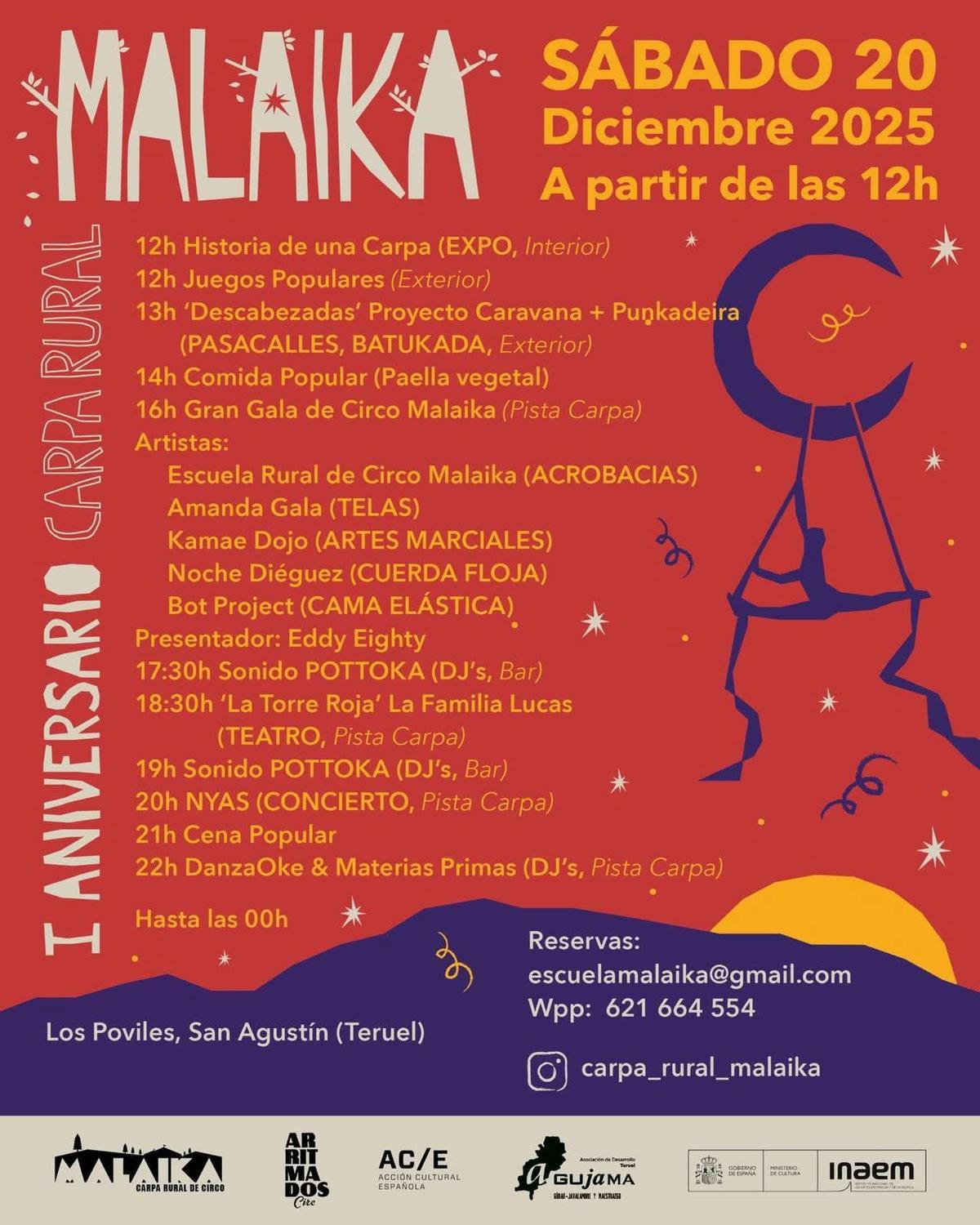 El programa completo para celebrar el primer aniversario de la Carpa Rural Malaika