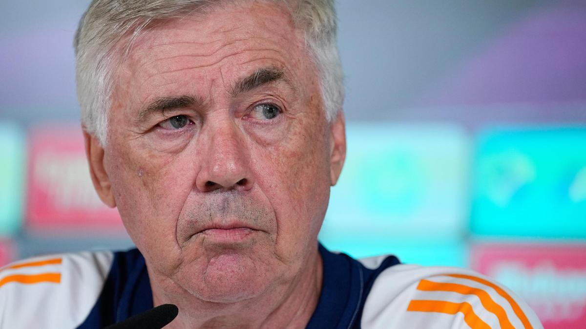 Carlo Ancelotti, entrenador del Real Madrid, durante su intervención en rueda de prensa.