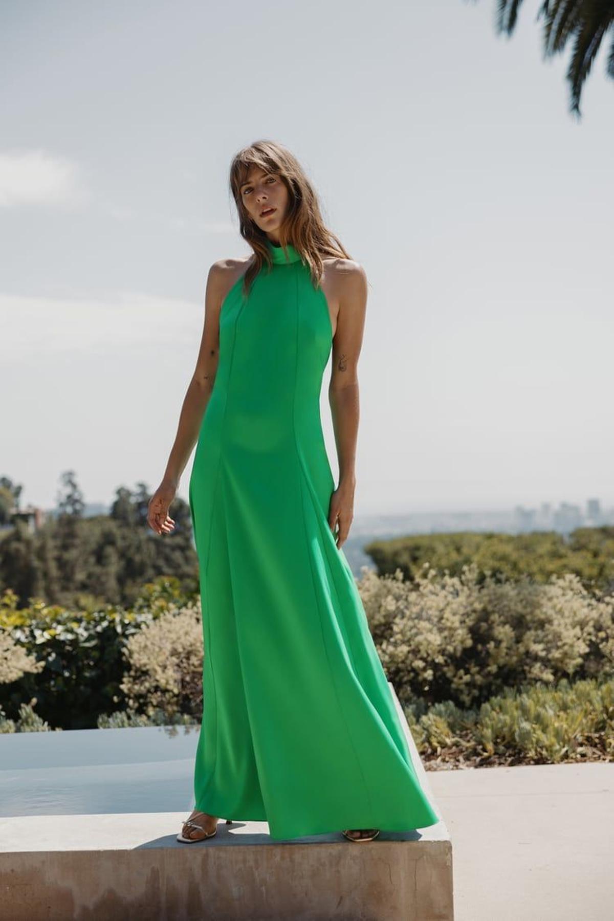 Vestido largo verde de Zara