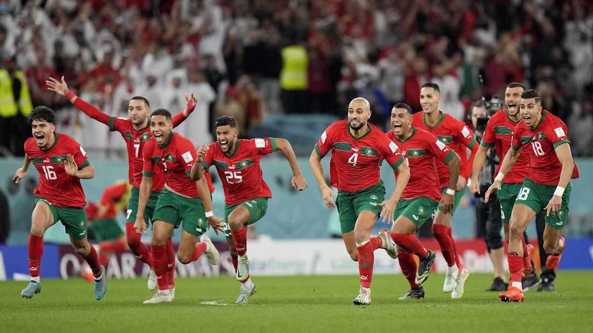 Marruecos celebra su pasea cuartos tras eliminar a España.