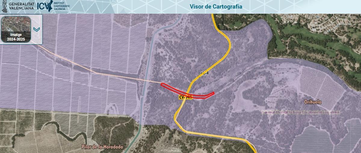 La zona afectada se sitúa dentro del Paisaje Protegido de Sierra Escalona, en color morado.