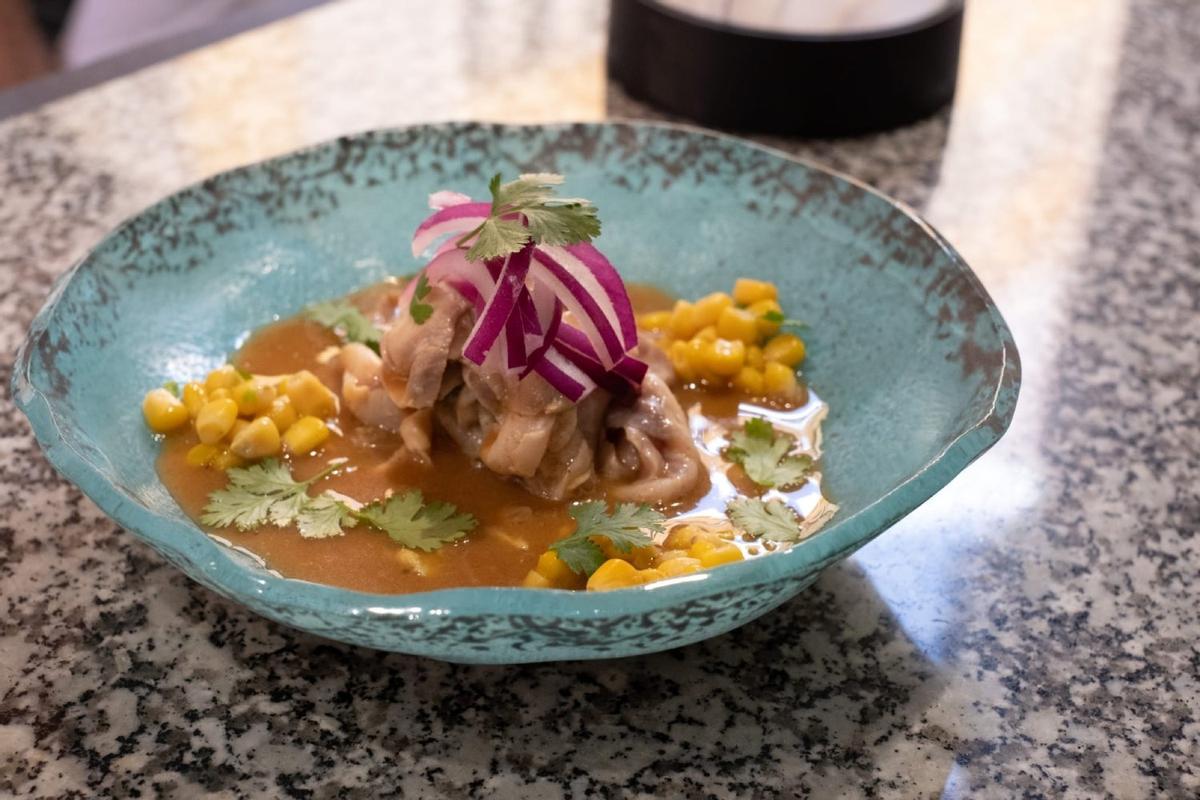 Ceviche marinado en leche de tigre nikkei