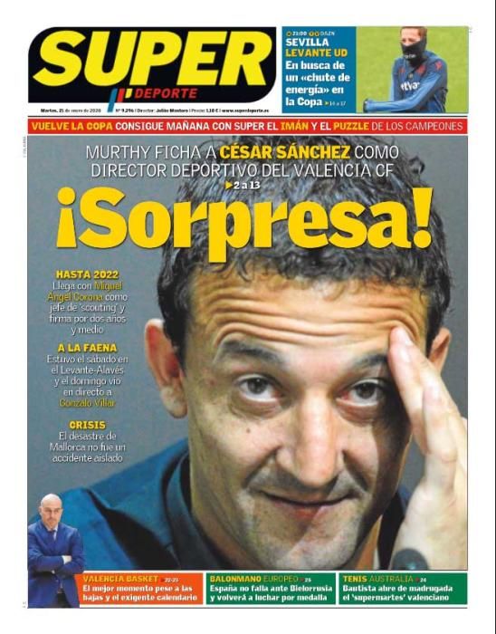 Portada SUPERDEPORTE martes 21 de enero de 2020