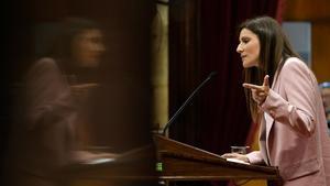 Lorena Roldán, en el Parlament durante la moción de censura contra Quim Torra.