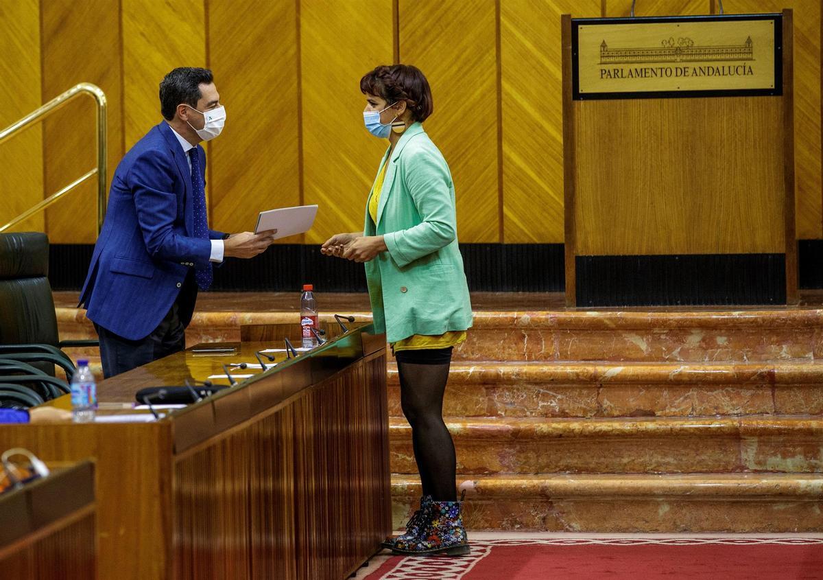 Juanma Moreno Bonilla y Teresa Rodríguez. 