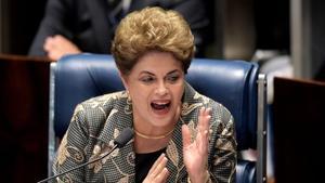 Dilma Rousseff durante su intervención en el Senado.