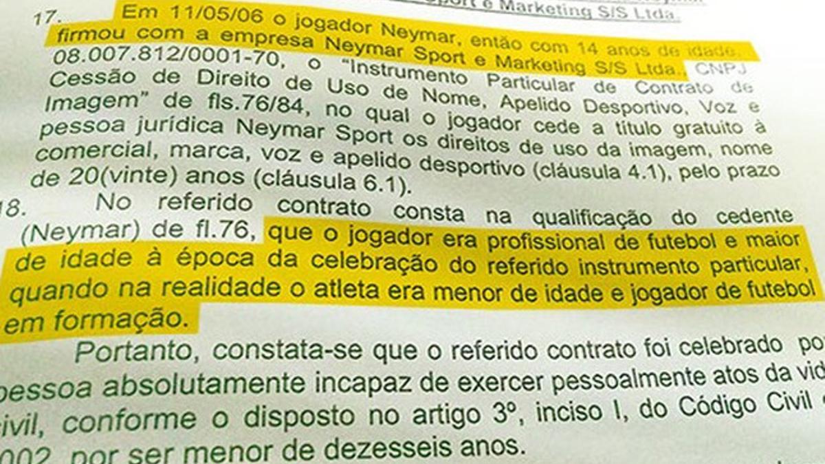 Este es el contrato de cesión de derechos que Neymar firmó siendo menor de edad