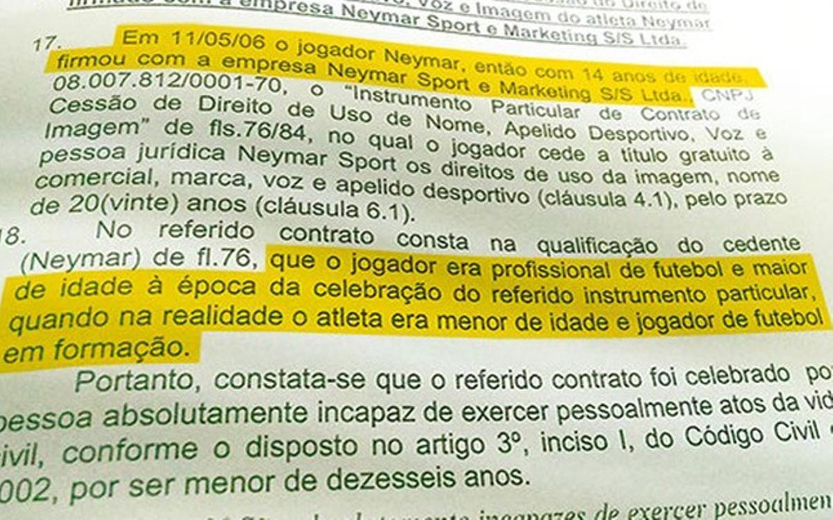 Este es el contrato de cesión de derechos que Neymar firmó siendo menor de edad