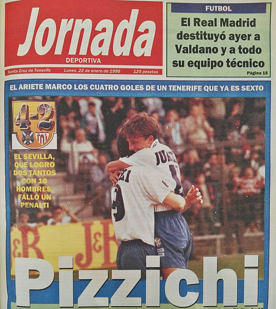 Pizzichi. Así tituló su portada Jornada Deportiva del 22 de enero de 1996.