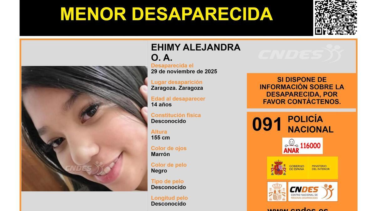 Menor desaparecida.