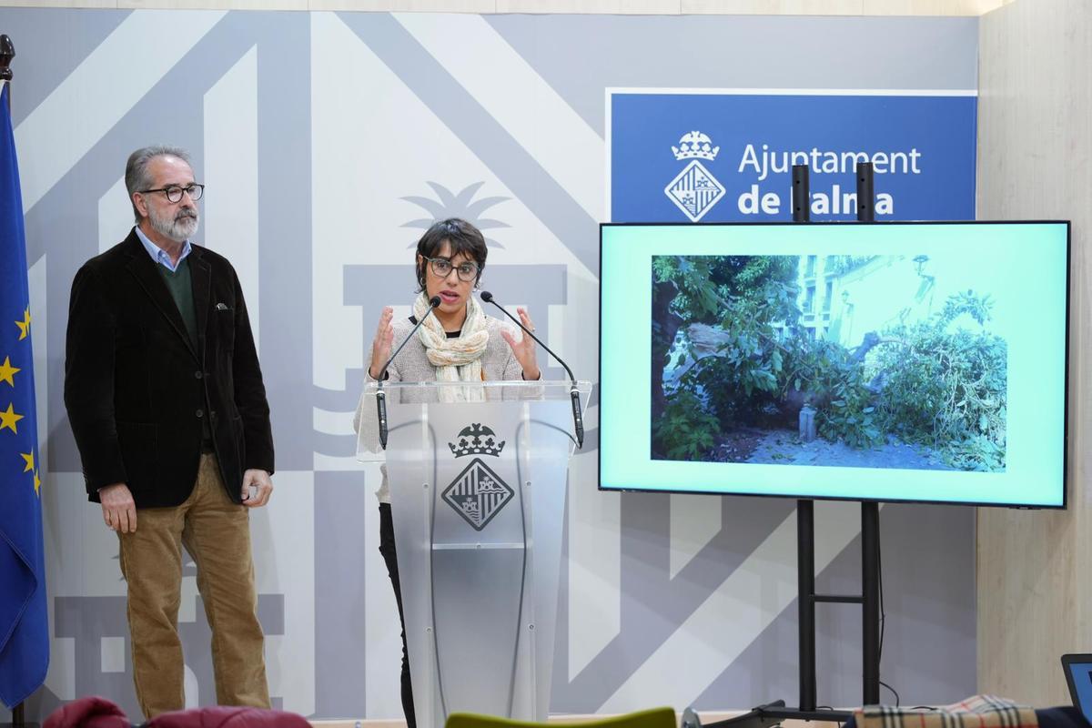 Urbano Sánchez y Elisabet Sintes, el martes explicando la intervención.