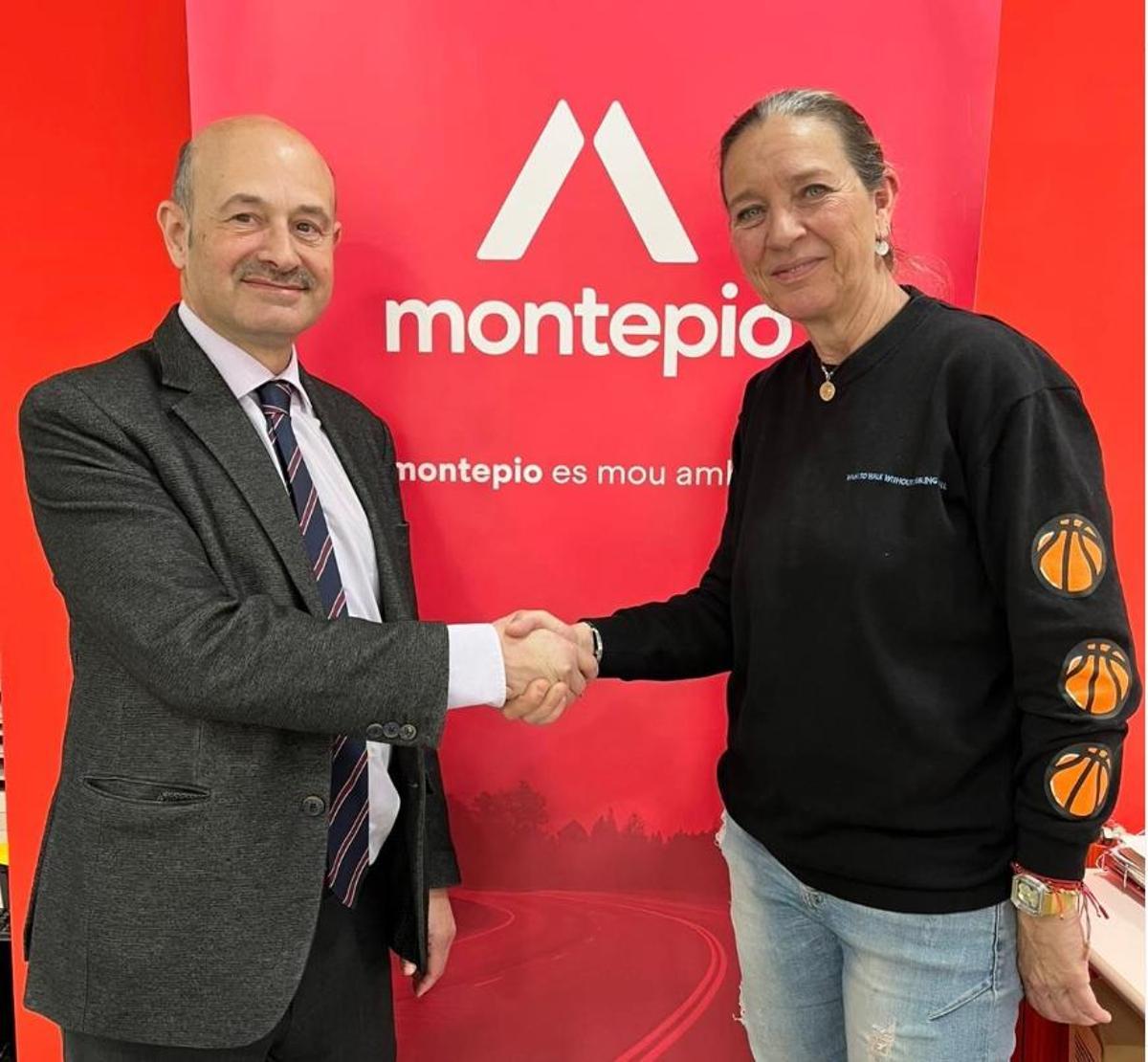El president de Montepio, Toni Daura, i la presidenta del Manresa CBF, Nina Pont