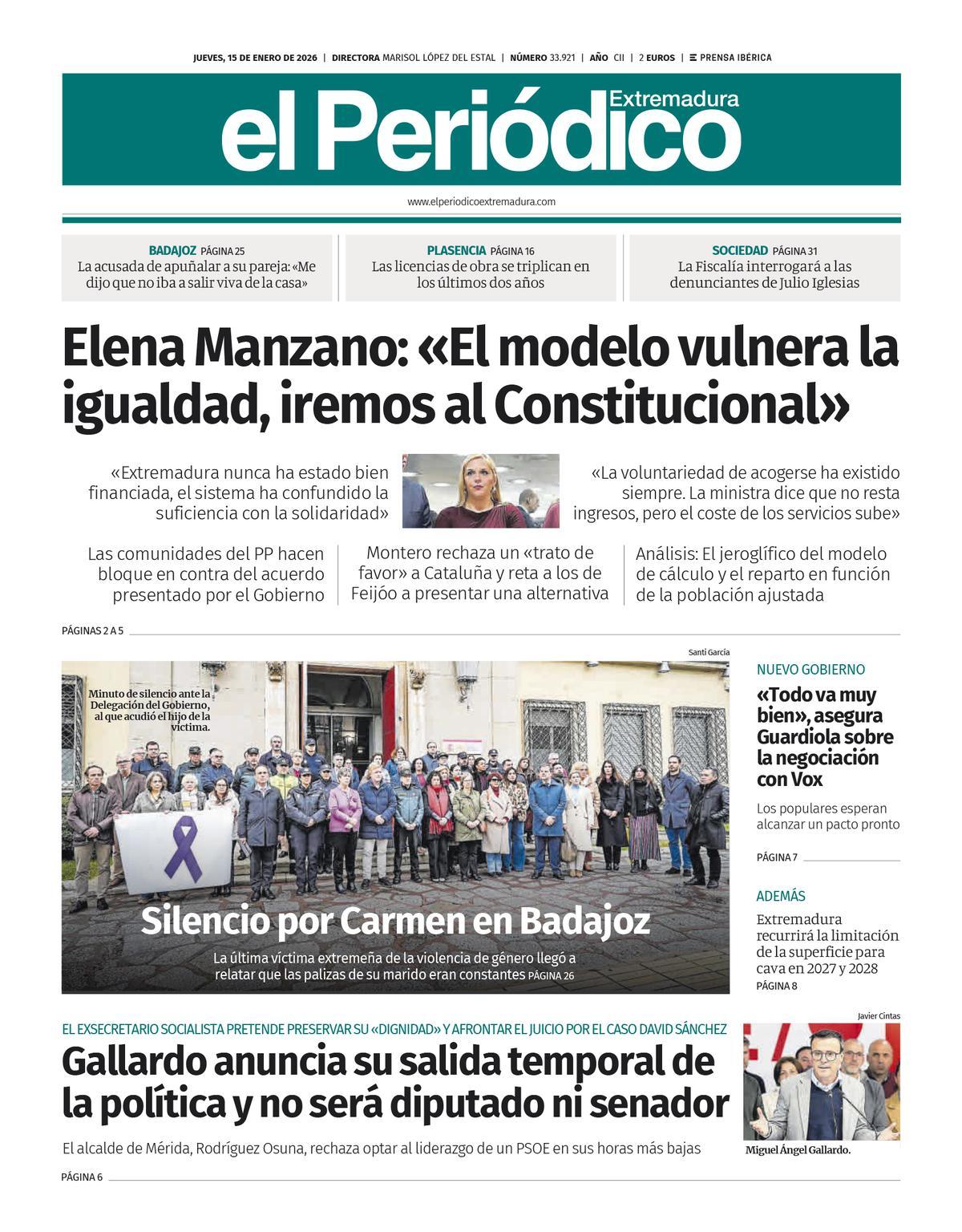 Consulta la portada correspondiente al día 15 de enero de 2026