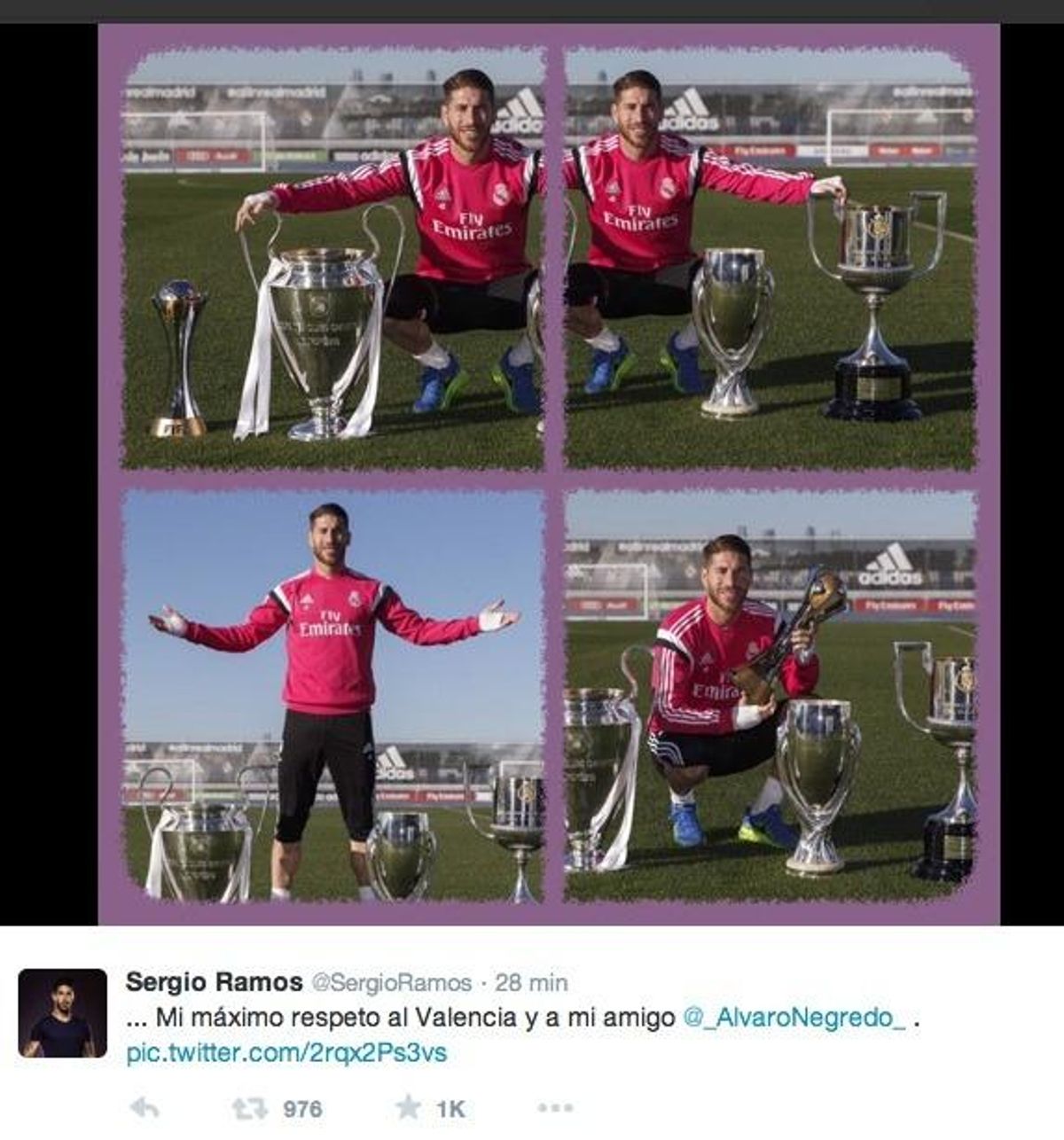 Sergio Ramos indigna con un tuit a la afición del Valencia