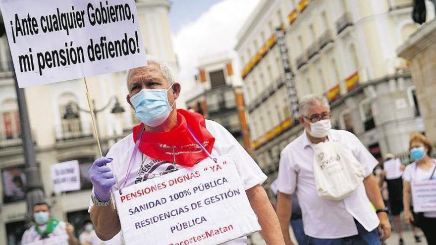 Protesta para reclamar la subida de las pensiones en el centro de Madrid en agosto pasado.