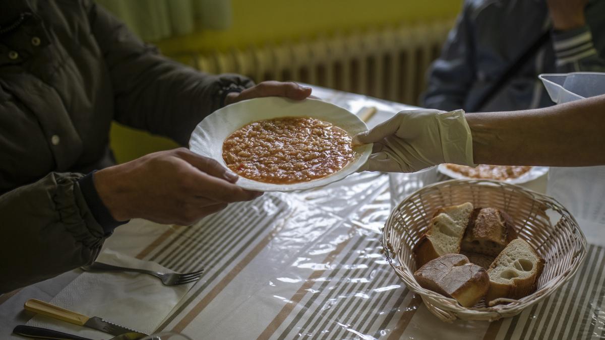 Un plato de comida caliente.