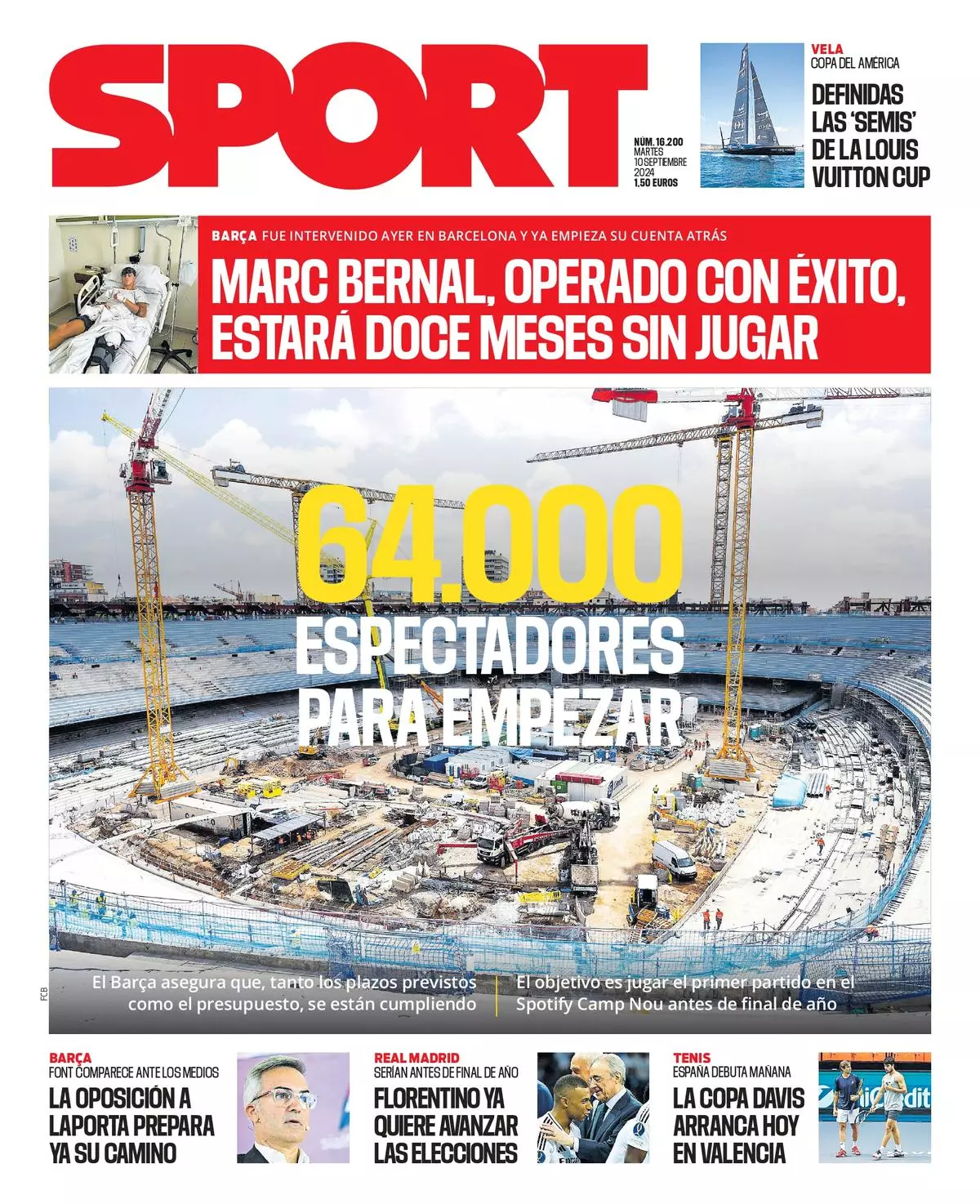 La portada SPORT de hoy, martes 10 de septiembre de 2024