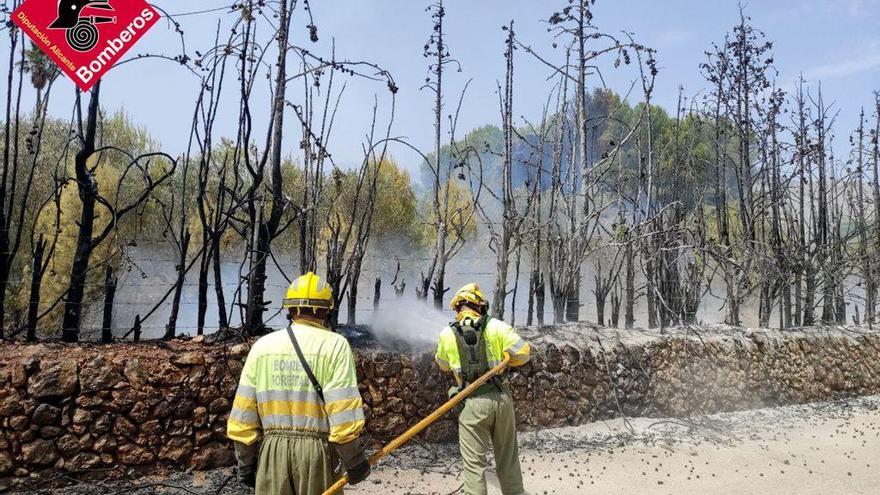 Los bomberos intervienen en un incendio forestal en Muro