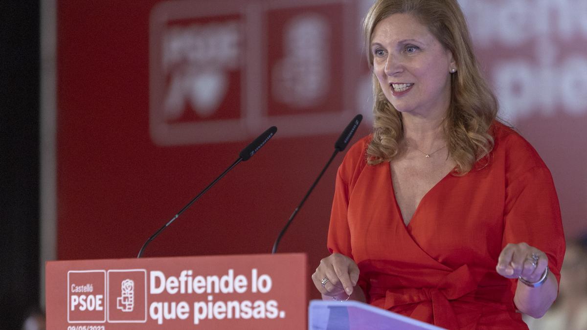 La candidata a la reelección por el PSPV-PSOE, Amparo Marco, en el acto del pasado martes en el Palau de la Festa.