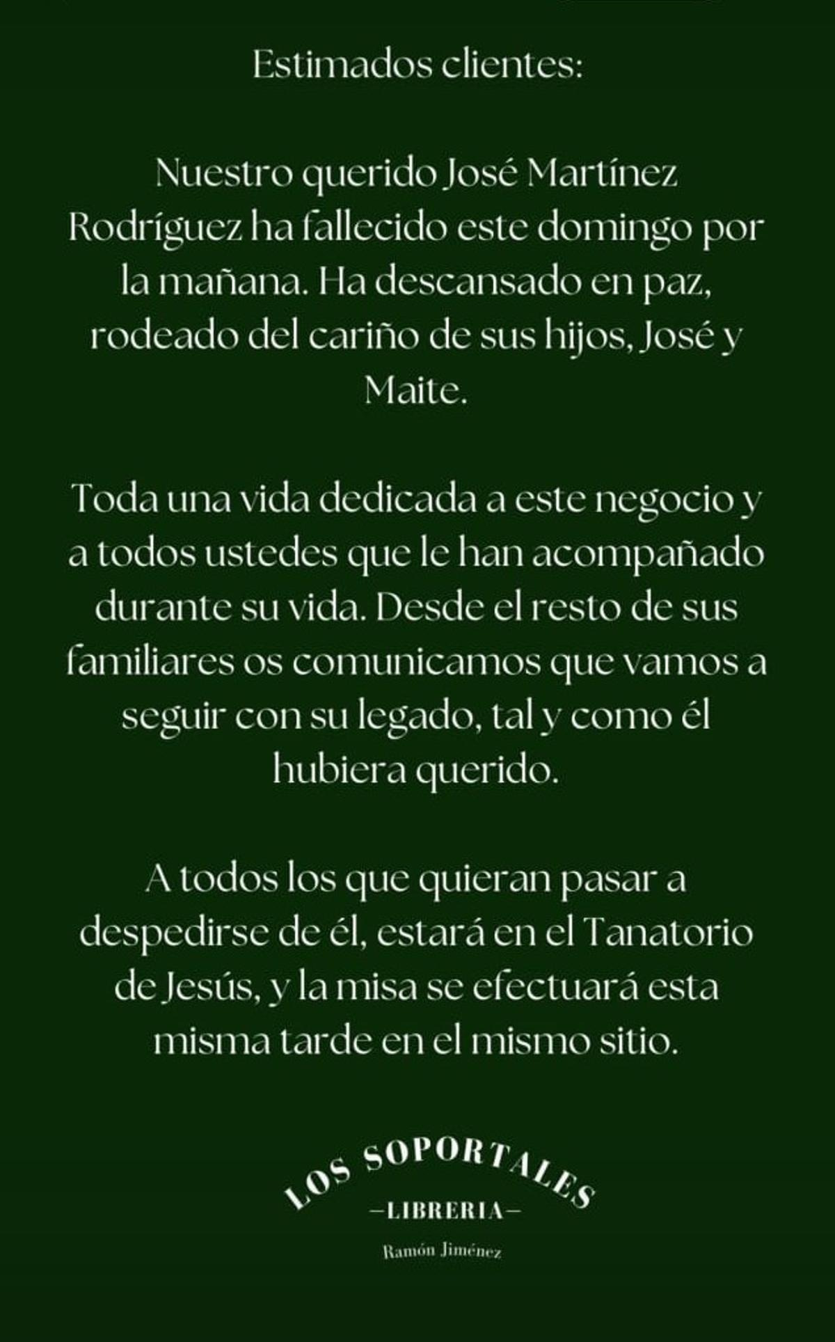 Historia publicada en el Instagram de la librería.